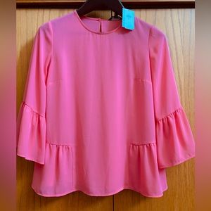 NWT Banana Republic Coral / Pink Blouse with Bell Sleeves, Bust 36 “